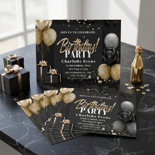 Ballons noirs Confetti dorés Anniversaire Glamour