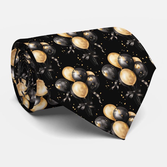 Ballons noirs et dorés cravate (Roulé)