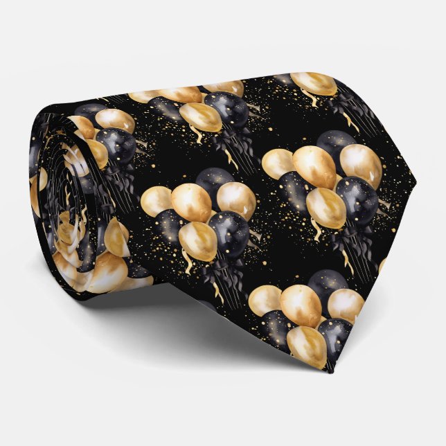 Ballons noirs et dorés cravate (Roulé)