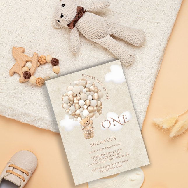 Ballons Ours 1er Invitation anniversaire (Créateur téléchargé)