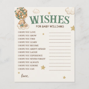 Ballons Ours Voeux Vert Pour Bébé