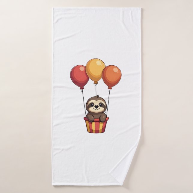 Ballons Paresseux Vintage Dessin Animal Mignon Rét (Serviette de bain)