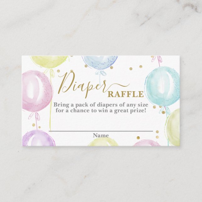 Ballons pastel couleur Diaper Carte Raffle (Devant)