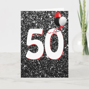 Ballons pour les 50 ans sur Carte Pailletée Noire