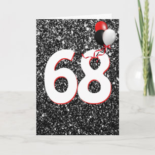 Ballons pour les 68 ans sur Carte Pailletée Noire