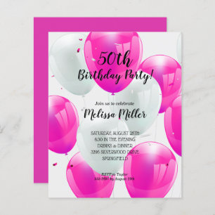 Ballons rose budget Invitations de fête d'annivers