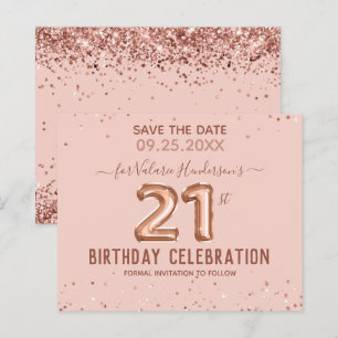 Ballons roses 21e anniversaire Enregistrer la date
