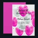 Ballons roses Doux 16e anniversaire Invitation de<br><div class="desc">Amusants ballons et confettis roses et blancs, ces invitations de fête d'anniversaire sont prêts à être personnalisées pour N'IMPORTE QUEL ÂGE, un anniversaire d'étape ou toute autre occasion spéciale. Utilisez le lien Personnaliser pour ajouter ou supprimer du texte, aligner du texte, modifier la police, la couleur de police ou la...</div>