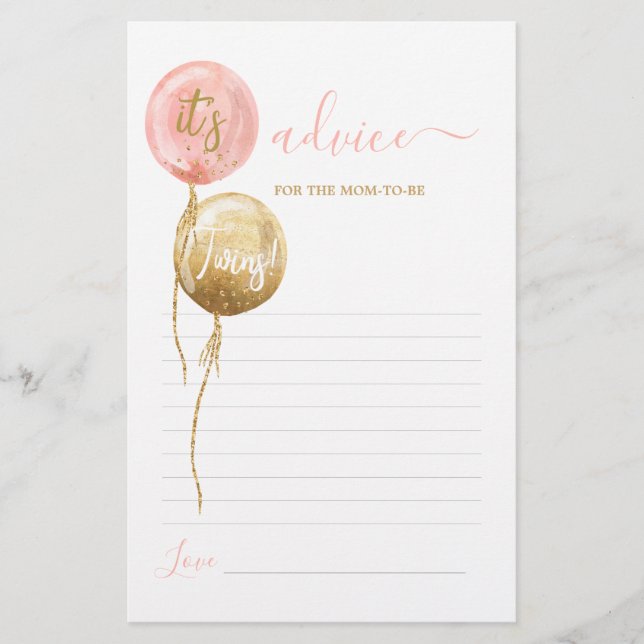 Ballons roses jumeaux Conseils pour maman d'être c (Devant)