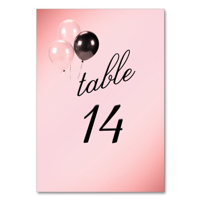Ballons roses Numéro de table rose (Par défaut)