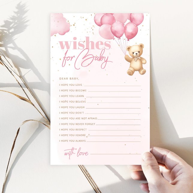 Ballons roses ours en peluche souhaits pour bébé (Créateur téléchargé)