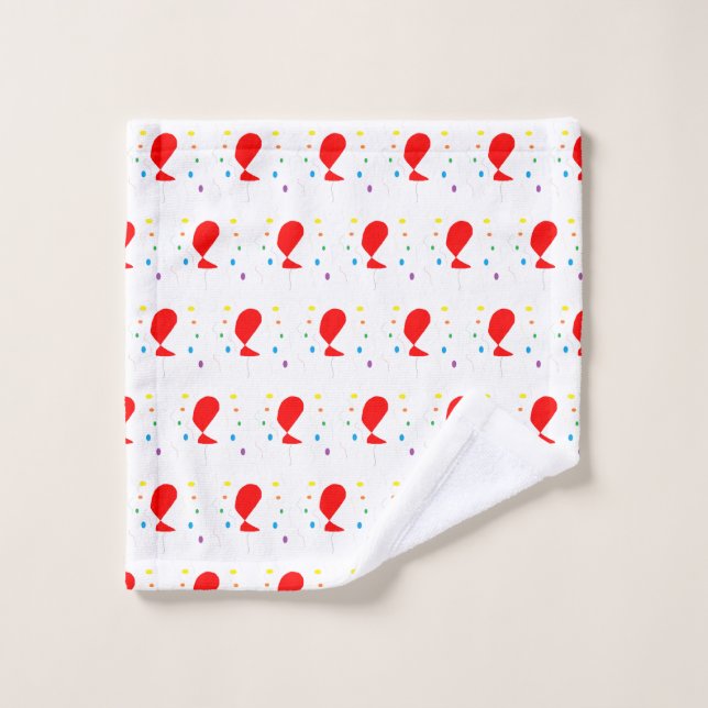 Ballons rouges avec motif confetti coloré (Gant de toilette)