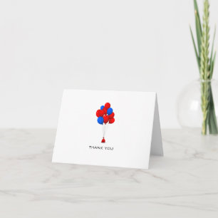 Ballons rouges et bleus - Carte de note Merci