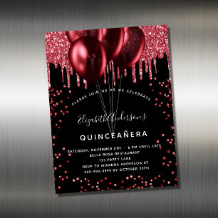 Ballons rouges noirs de Quinceanera aimant invitat