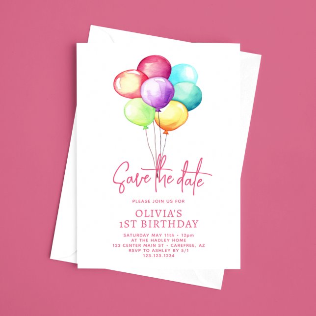 Ballons Save The Date Fille 1er Anniversaire (Créateur téléchargé)
