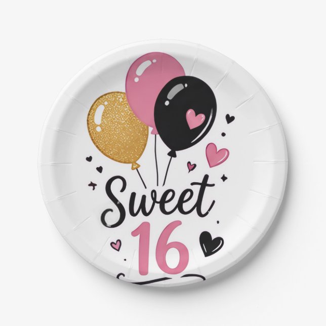 Ballons Sweet 16 assiette en papier (Devant)