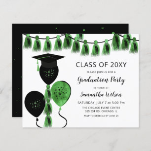 Ballons verts Budget Invitations de graduation