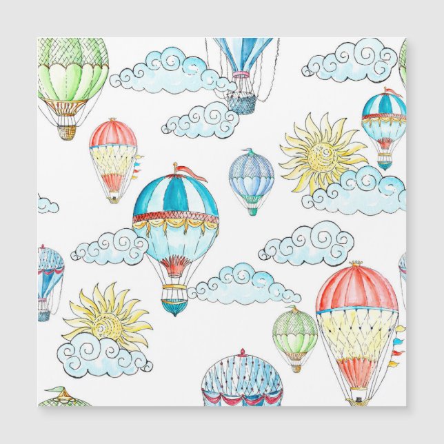 Ballons vintages : Aquarelle Whimsical sans joint. (Devant)