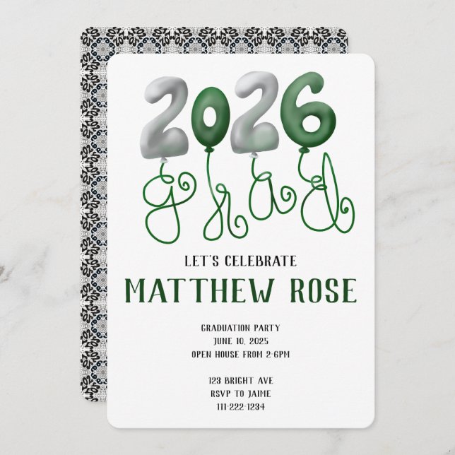 Balloon 2025 Grad Invitation (Devant / Derrière)