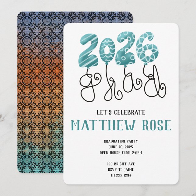 Balloon 2026 Grad Invitation (Devant / Derrière)