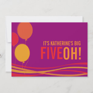 Balloon 50th FIVEOH! photo invitation d'anniversai