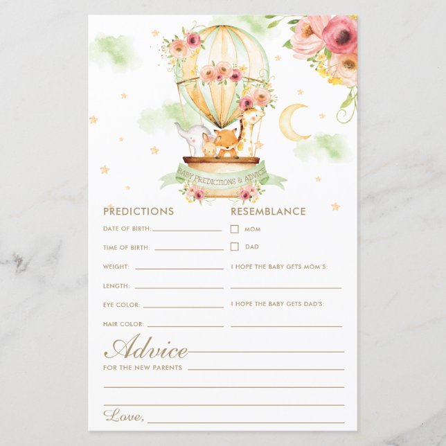 Balloon à air chaud Animaux prédictions et conseil (Devant)