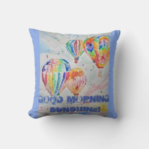 Balloon à air chaud Bon matin Coussin à soleil