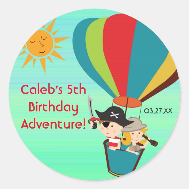 Balloon à air chaud Enfants Aventure Stickers Vint (Devant)