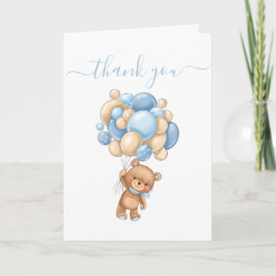 Balloon Bear Teddy Bleu So Thanké Carte
