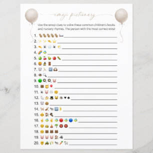 Balloon beige Emoji Books Baby shower Jeu