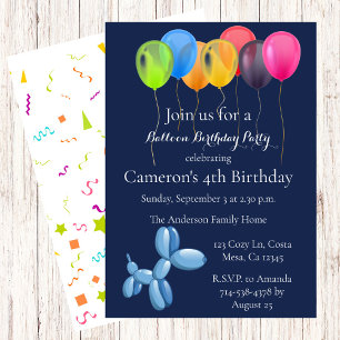 Balloon Bunch Anniversaire Fête Invitation