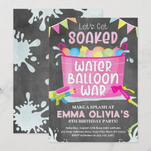 Balloon d'eau Invitation d'anniversaire, Balloon W