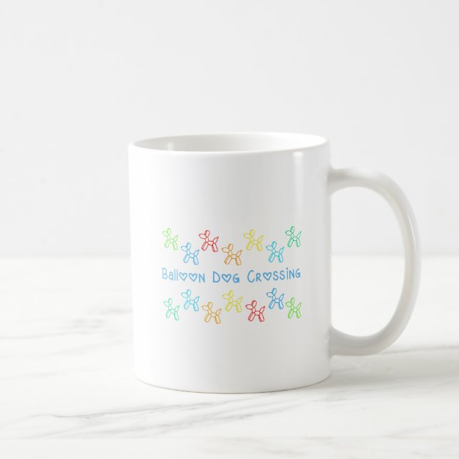 Balloon Dog Crossing Mug (Blanc, Couleurs Lumineus (Droite)