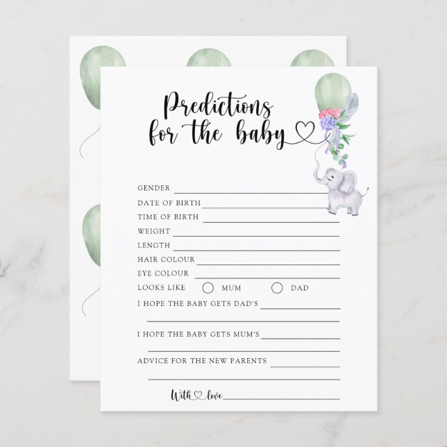 Balloon & Elephant - prédictions et conseils pour  (Devant / Derrière)