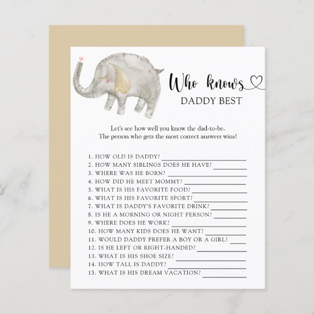 Balloon Elephant - Qui connaît DADDY meilleur jeu (Devant / Derrière)