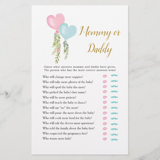 Balloon Garçon ou fille Genre Révéler maman ou pap (Devant)