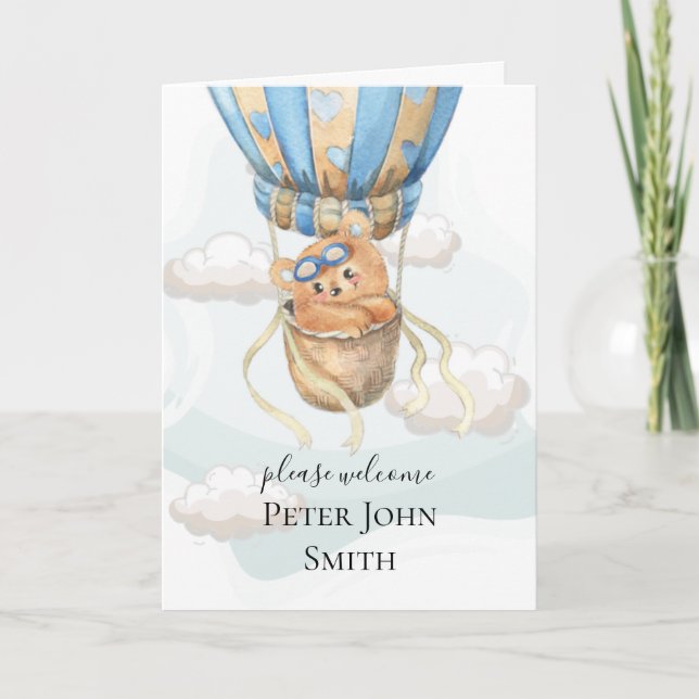 Balloon Ours Teddy Faire-part sucré (Devant)