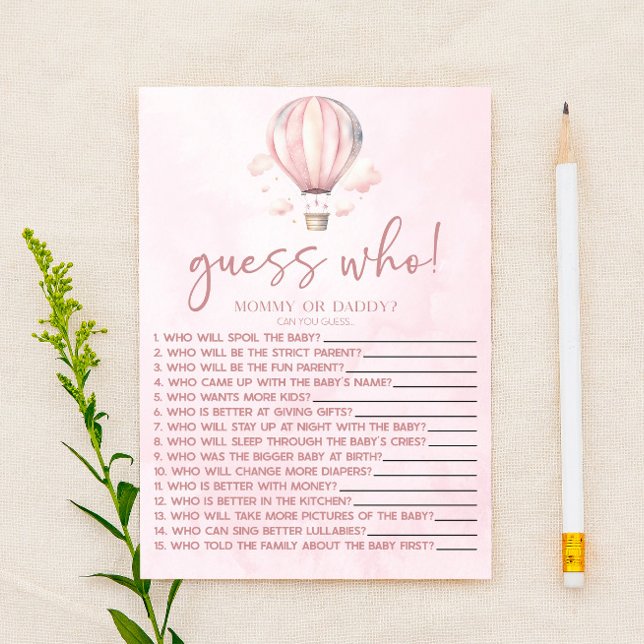 Balloon Rose Hot Air Devinez Qui Baby shower Jeu (Créateur téléchargé)
