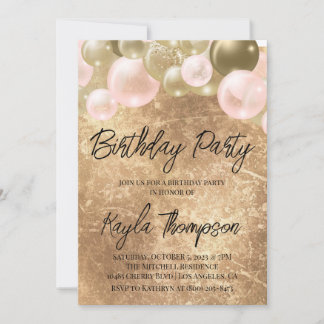 Balloon rose or Invitation de fête d'anniversaire