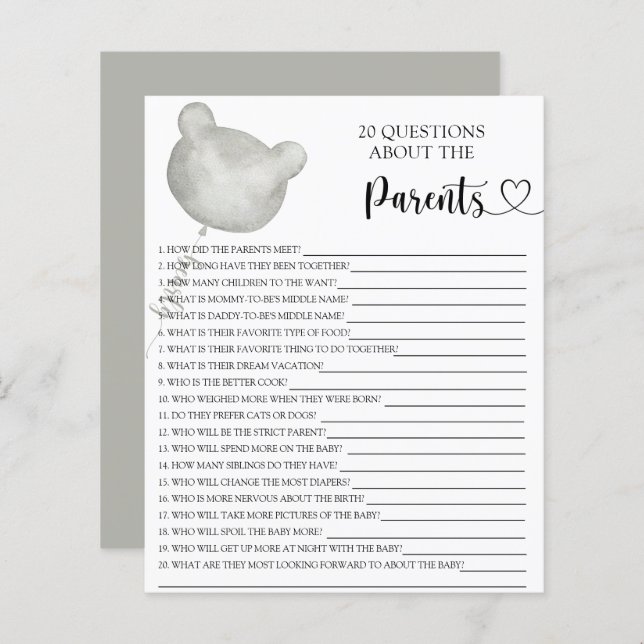 Balloon Silver Bear jeux sur les parents (Devant / Derrière)