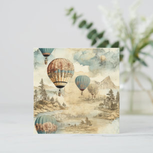 Balloon vintage à air chaud dans un paysage serein