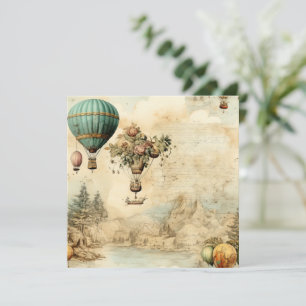 Balloon vintage à air chaud dans un paysage serein