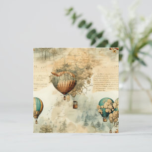 Balloon vintage à air chaud dans un paysage serein