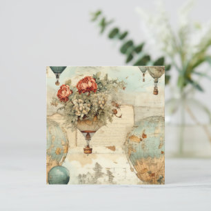 Balloon vintage à air chaud dans un paysage serein