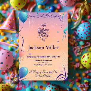 Balloon Whimsical Invitation d'anniversaire avec P