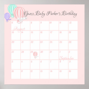 Balloons à air chaud, Guess Baby's due date Poster