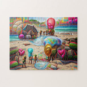 Balloons Beach Bienvenue Accueil Jigsaw Puzzle
