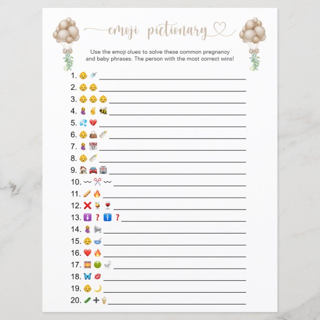 Balloons Boho double face Emoji Pictionary Jeu (Devant)