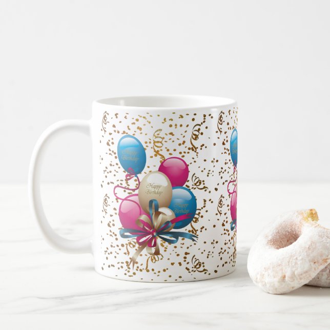 Balloons de Mug Bonne Anniversaire (Avec donut)