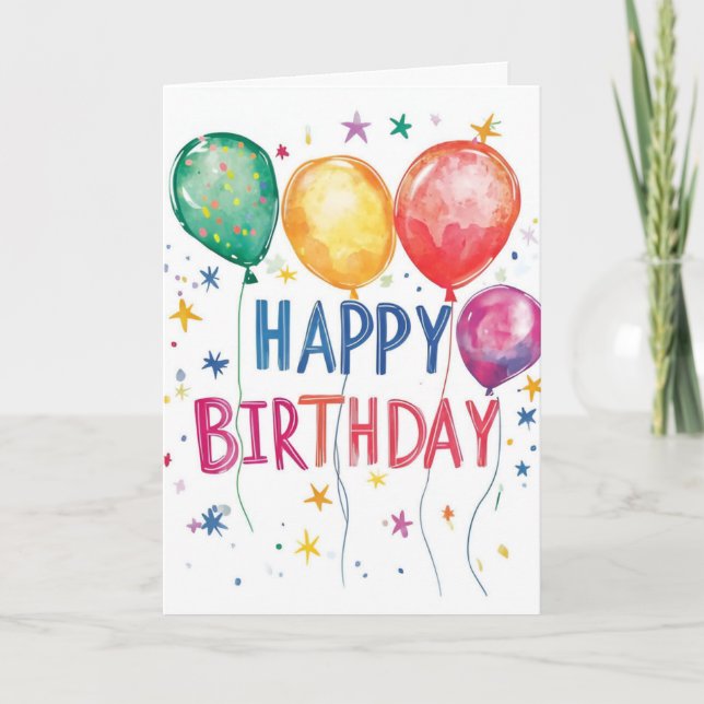 Balloons & Etoiles Carte Anniversaire (Devant)